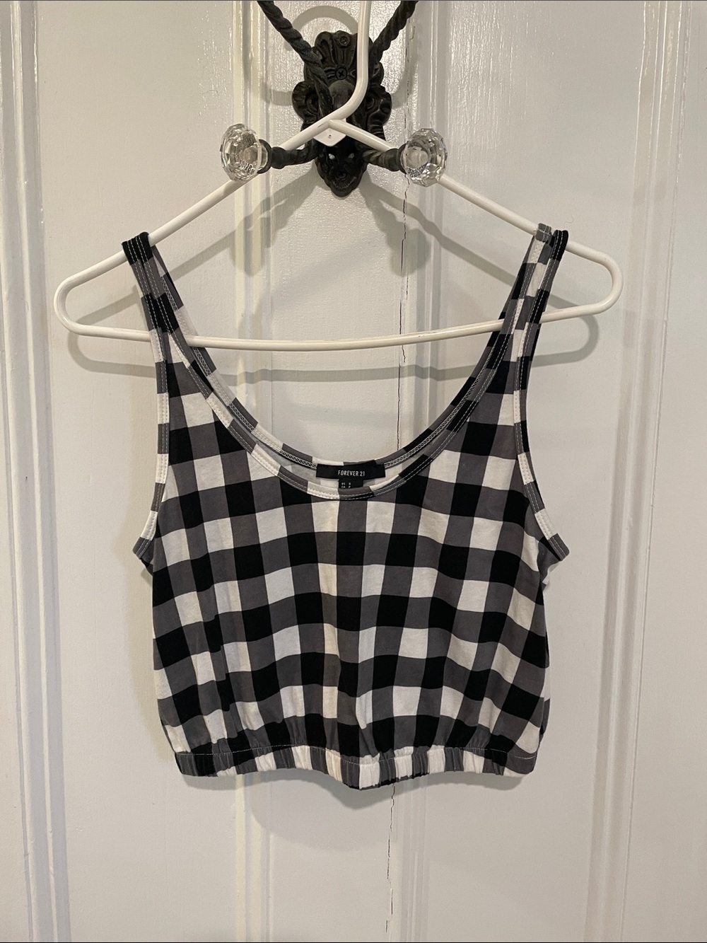 Forever 21 Black and White Gingham Crop Top